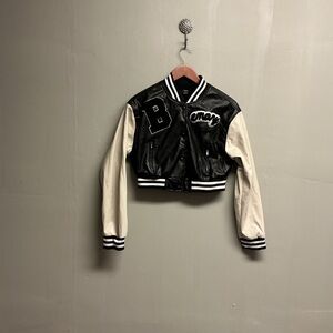 SHEIN Monochrome Striped Varsity Jacket size S. 0166